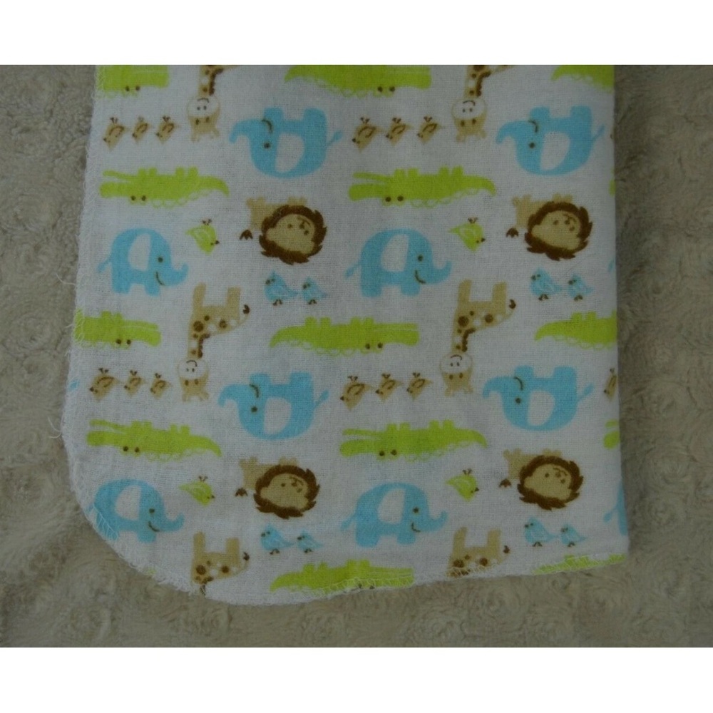 Nuby Elephant Lion Bird Baby Receiving Blanket Flannel Alligator Green Blue Tan